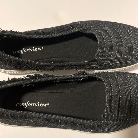 Comfortview- The Athletic Analia Slip On Shoes- Denim Fabric Upper- Size 12WW - Picture 3 of 8